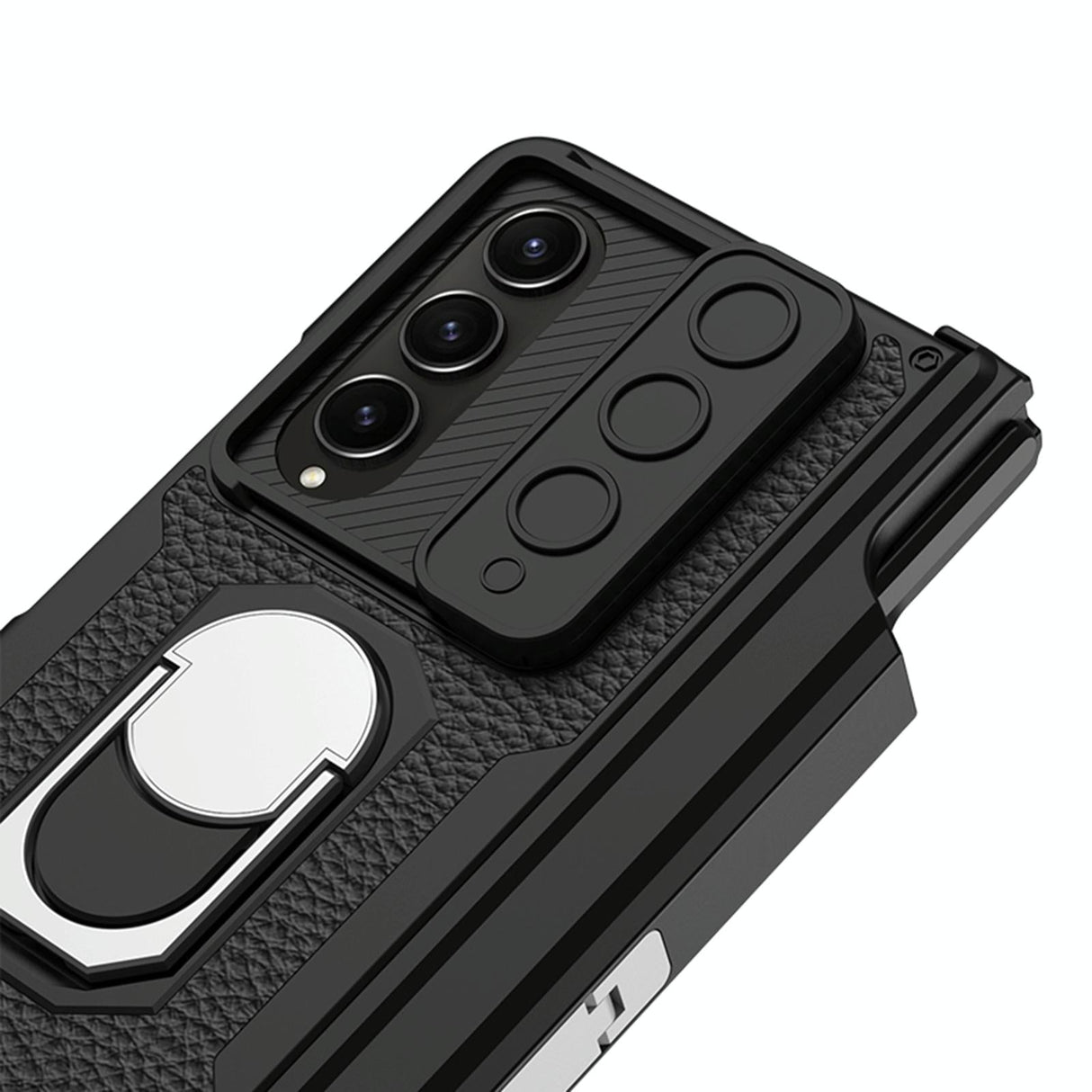 For Samsung Galaxy Z Fold4 5G Magnetic Armor Phone Case - Full Coverage - Litchi Texture