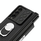 For Samsung Galaxy Z Fold4 5G Magnetic Armor Phone Case - Full Coverage - Litchi Texture