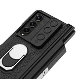For Samsung Galaxy Z Fold4 5G Magnetic Armor Phone Case - Full Coverage - Litchi Texture