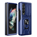 For Samsung Galaxy z Fold4 5G Protective Sliding Camshield Phone Case - Blue - Top-Down View