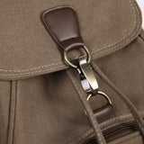 Women Canvas Laptop Backpack - Compact And Stylish - Coffee - Close-Up Angle