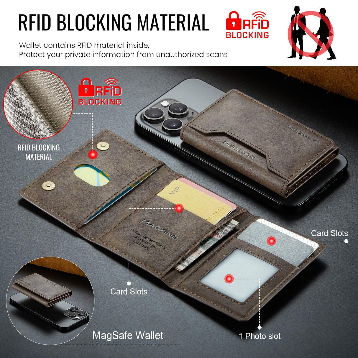 Rfid Card Bag Magsafe Compatible - Coffee