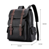 Large Capacity Pu Leather Laptop Backpack For Travel & School - Dark Brown