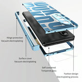 For Samsung Galaxy Z Fold4 5G Foldable Electroplated Phone Case With Hinge - Blue - Extra Image