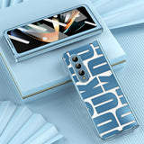 For Samsung Galaxy Z Fold4 5G Foldable Electroplated Phone Case With Hinge - Blue - Extra Image