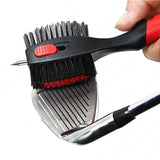 Portable Golf Club Brush - Retractable - Blue - Close-Up Angle