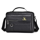 Leather Men Shoulder Bag Business Laptop Case Retro Design - Dark Brown - Close-Up Angle