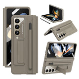For Samsung Galaxy Z Fold4 5G Phone Case With Pen Slots - Full Coverage - White - Low Angle