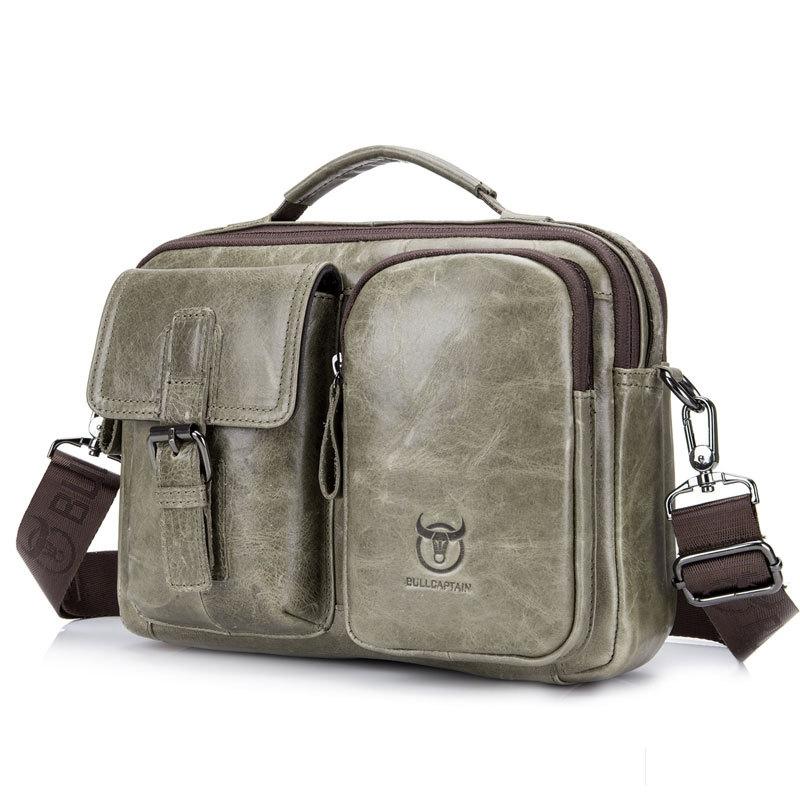 Retro Leather Men Shoulder Bag - Beige