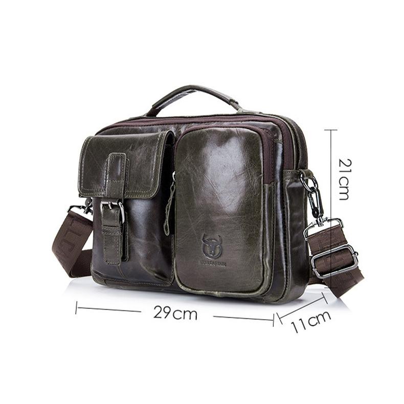 Retro Leather Men Shoulder Bag - Beige