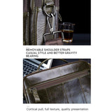 Retro Leather Men Shoulder Bag - Beige - Close-Up Angle