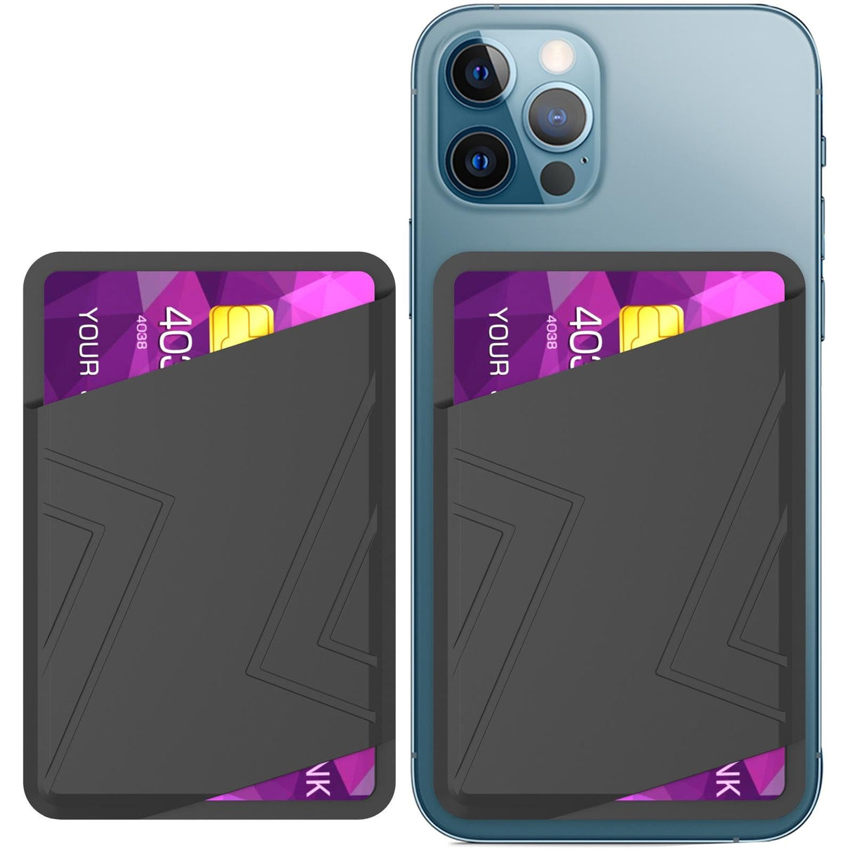 Silicone Adhesive Card Case Black - Pink