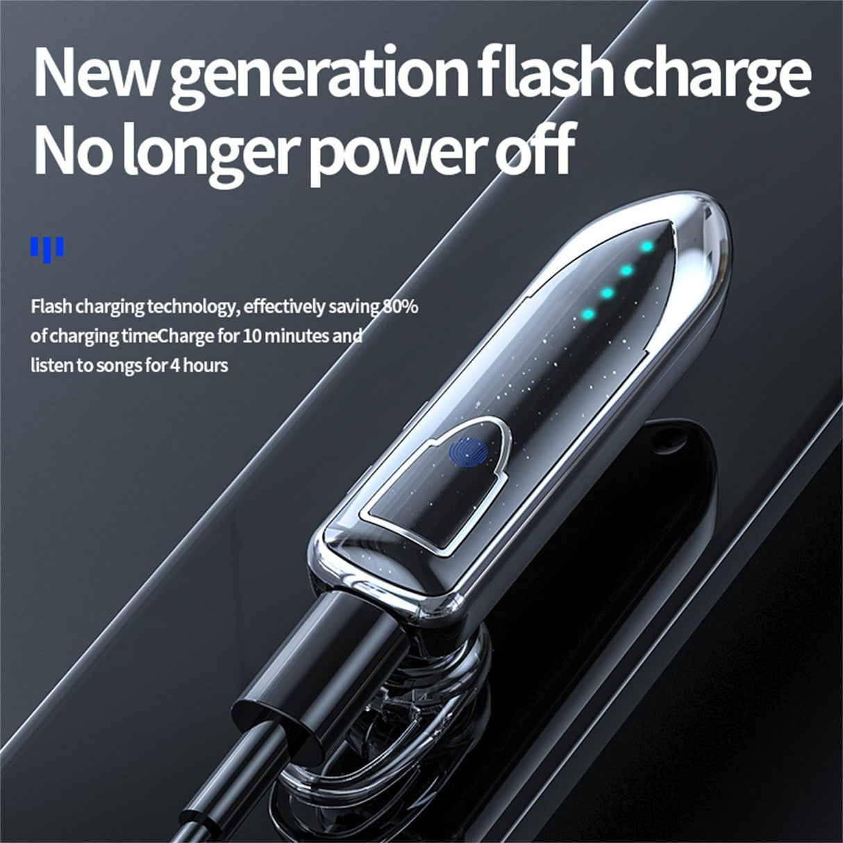 Business Style Bluetooth 5.0 Earphone with Touch Switch - Blue