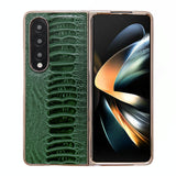 For Samsung Galaxy Z Fold4 5G Genuine Leather Nano Plating Phone Case - Coffee