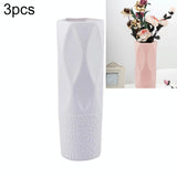 3-piece Plastic Vase Set for Dry and Wet Flower Arrangements and Floral Decor - White - Extra Image