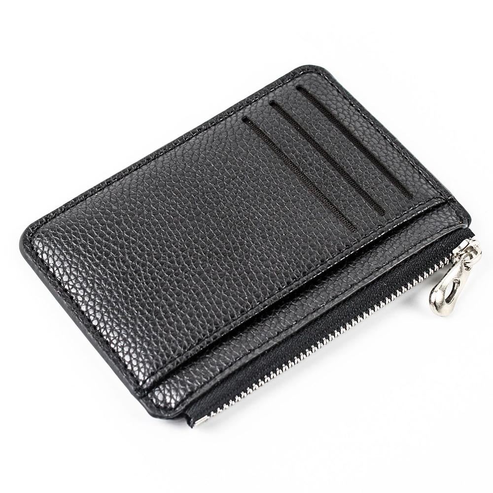 Multi Slot Zipper Card Holder Large Capacity Ultra Thin Coin Purse - Pink