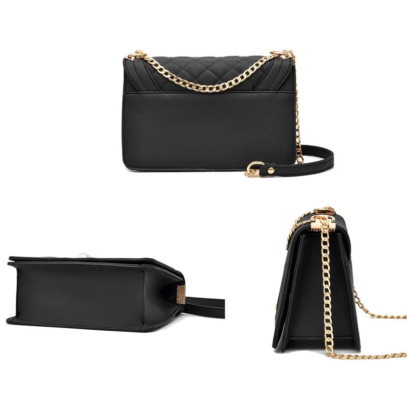 Chic One Shoulder Chain Bag With Diagonal Rhombus Design - Light Grey