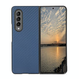 For Samsung Galaxy z Fold4 5G Carbon Fiber Texture Leather Phone Case - Pu Material - Blue - Front View