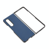 For Samsung Galaxy z Fold4 5G Carbon Fiber Texture Leather Phone Case - Pu Material - Blue - Side View