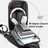 Men Chest Bag Business Shoulder Crossbody Bag - Grey - Rear View