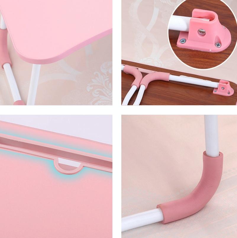 Portable Folding Desk with Fan & Lamp - Compact Design - Sky Blue