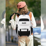 Versatile 15.6 Backpack for School & Work - Casual Design - Black And White - Side View
