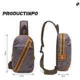 Canvas & Leather Men Chest Bag Crossbody & Waist Bag Combo - Khaki - Side View
