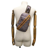 Canvas & Leather Men Chest Bag Crossbody & Waist Bag Combo - Khaki - Extra Image