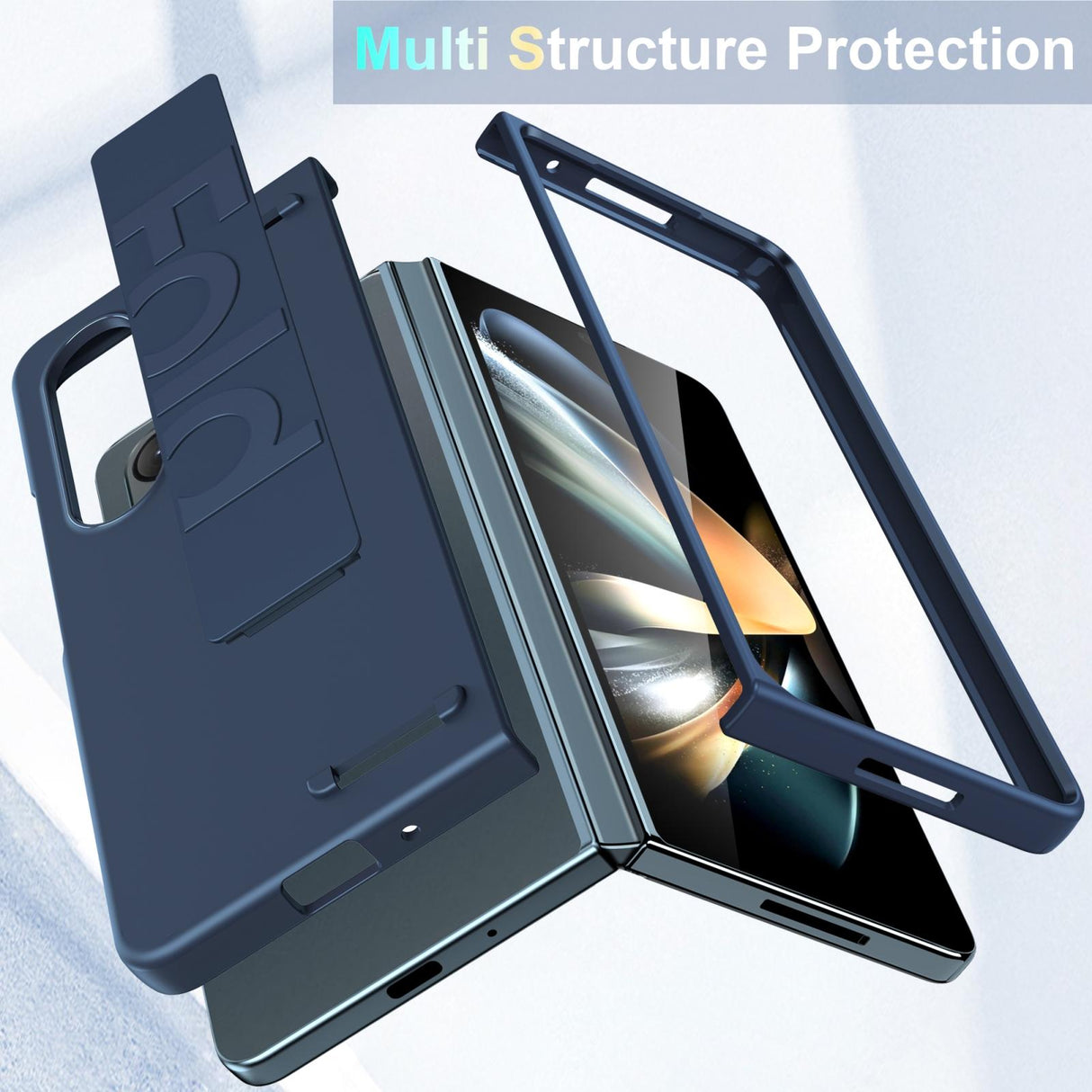 For Samsung Galaxy Z Fold4 5G Silicone Wristband Foldable Phone Case - Matte Clear