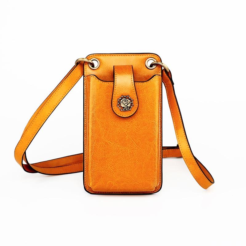 Mini Leather Crossbody For Women Fits Mobile Phones - Yellow