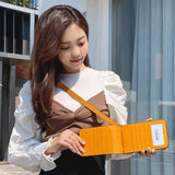 Mini Leather Crossbody For Women Fits Mobile Phones - Yellow - Rear View