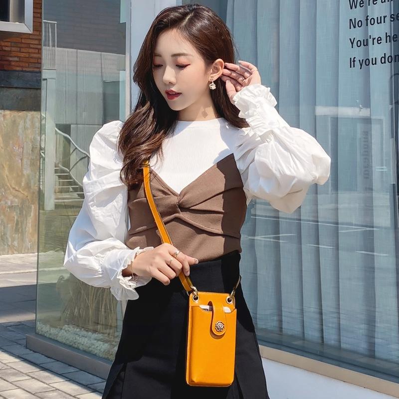 Mini Leather Crossbody For Women Fits Mobile Phones - Yellow