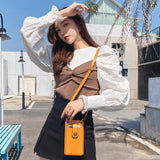 Mini Leather Crossbody For Women Fits Mobile Phones - Yellow - Low Angle