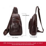 Leather Men Shoulder Bag Compact & Stylish - Dark Brown - 45-Degree Angle
