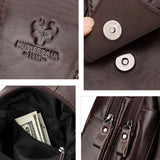Leather Men Shoulder Bag Compact & Stylish - Dark Brown - Rear View