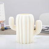 Cactus-shaped Vase Creative Desktop Pen Holder for Home Decor - Milk White - Front View