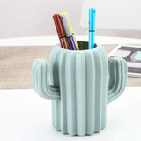 Cactus-shaped Vase Creative Desktop Pen Holder for Home Decor - Milk White - Low Angle
