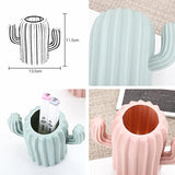 Cactus-shaped Vase Creative Desktop Pen Holder for Home Decor - Milk White - Extra Image