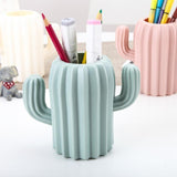 Cactus-shaped Vase Creative Desktop Pen Holder for Home Decor - Milk White - Extra Image