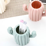Cactus-shaped Vase Creative Desktop Pen Holder for Home Decor - Milk White - Extra Image