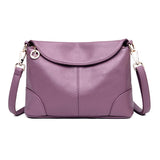 Stylish Soft Leather Shoulder Bag - Taro Purple - Side View