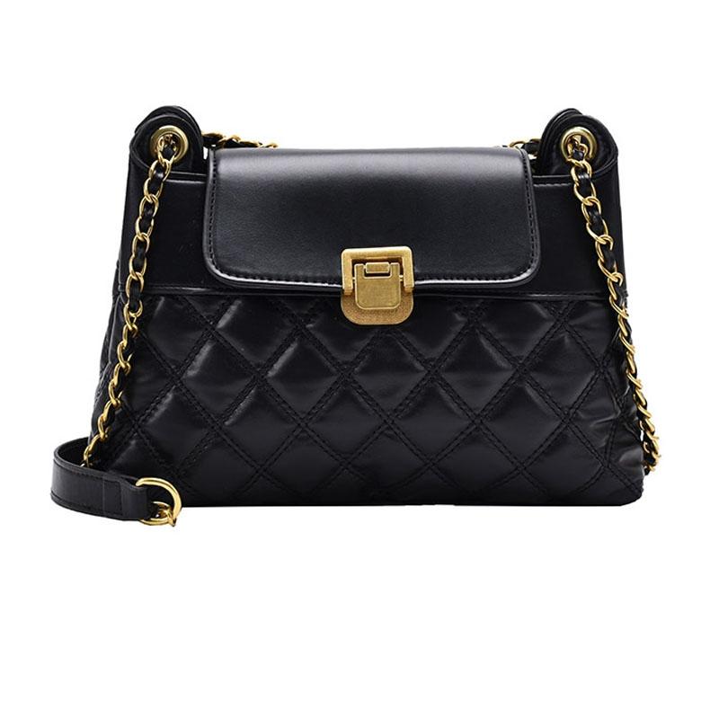 Versatile Rhombic Chain Crossbody Bag For Women - Coffee