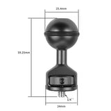 Universal 2.5cm Ball Head Clip for Action and Underwater Cameras - Titanium - Top-Down View
