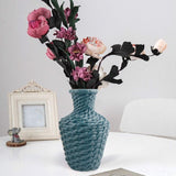 Versatile Plastic Vase for Fresh and Dried Floral Arrangements - Blue - Rear View