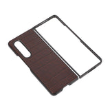 For Samsung Galaxy Z Fold4 5G Genuine Leather Crocodile Texture Phone Case - Brown - Side View