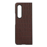 For Samsung Galaxy Z Fold4 5G Genuine Leather Crocodile Texture Phone Case - Brown - Top-Down View