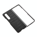 For Samsung Galaxy Z Fold4 5G Genuine Leather Crocodile Texture Phone Case - Brown