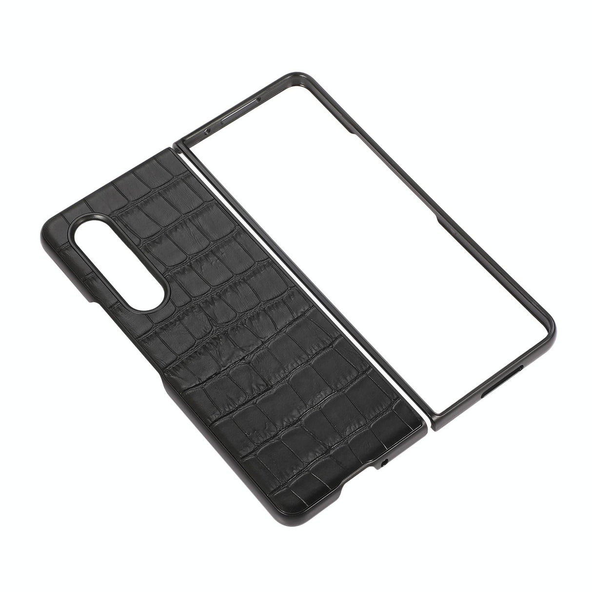 For Samsung Galaxy Z Fold4 5G Genuine Leather Crocodile Texture Phone Case - Brown