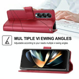 For Samsung Galaxy Z Fold4 5G Embossed Pu Leather Phone Case - Red - Extra Image