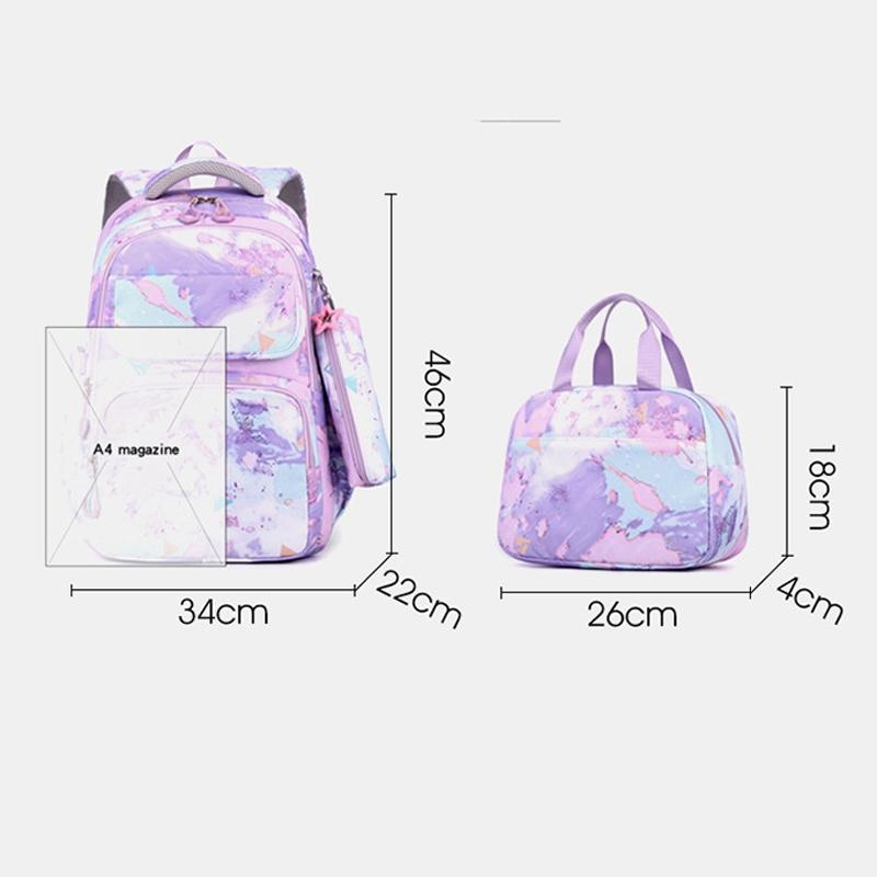 Backpack Set with Lunch Bag & Pencil Case for Kids - Black